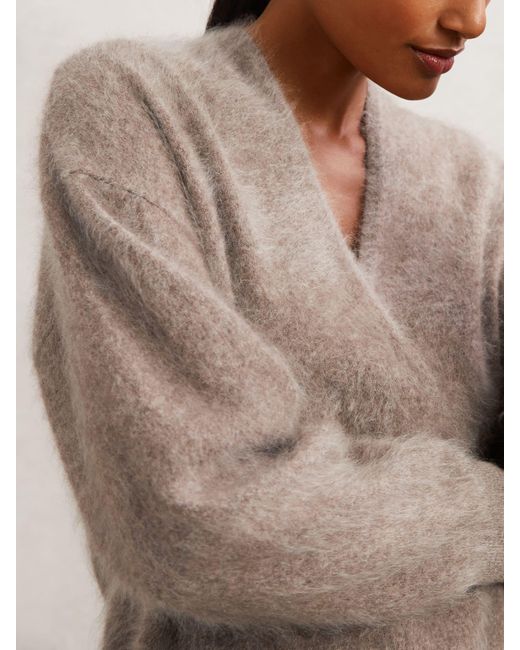 Reiss Brown Cashmere Shawl-Neck Jumper