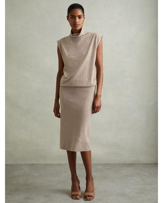 Reiss Natural Wool-Cashmere Knitted Midi Dress