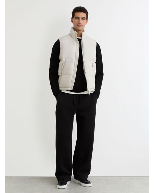 Reiss Black Quilted Zip-Through Puffer Gilet for men
