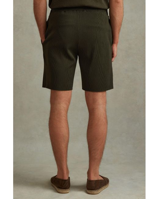 Reiss Conor - Green Ribbed Elasticated Waist Shorts for men