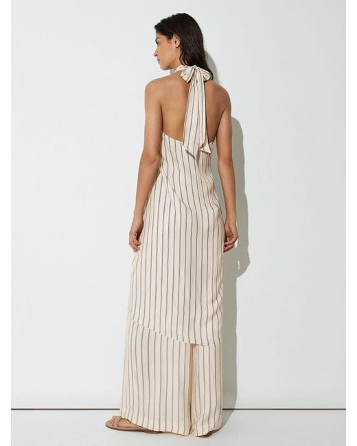 Reiss Natural Halterneck Stripe Split-Front Resort Top