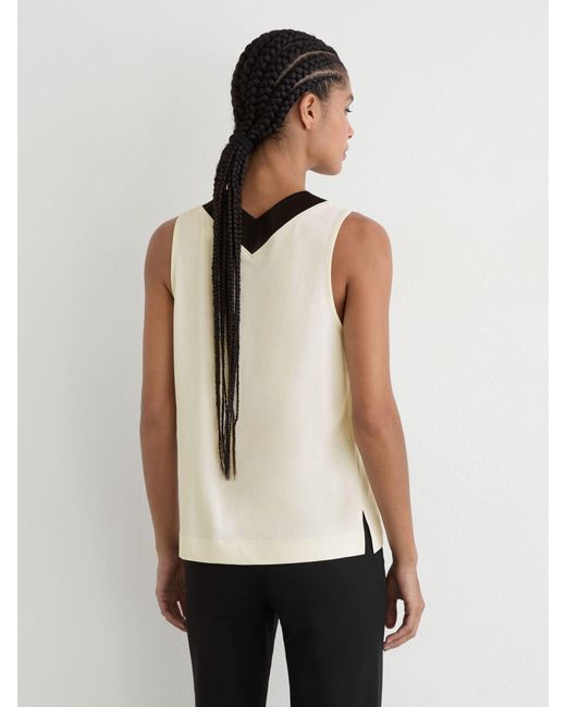 Reiss White Colour-Block V-Neck Shell Top
