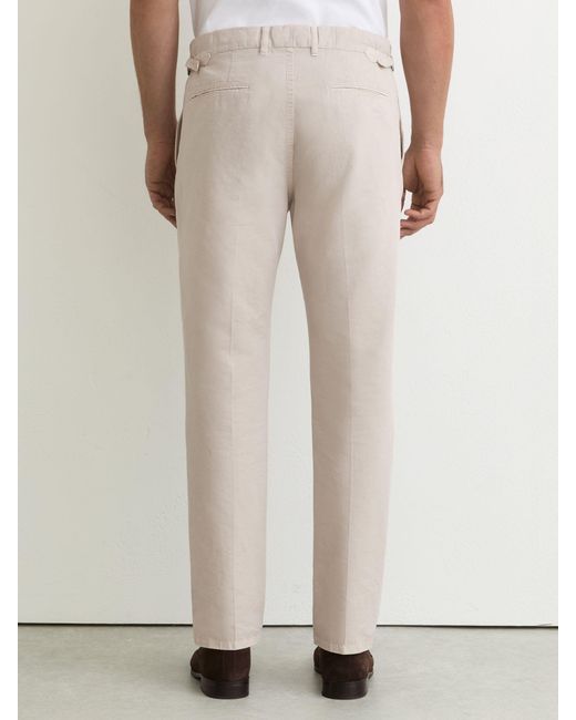 Reiss Natural Cotton-Linen Side-Adjuster Tapered Trousers for men