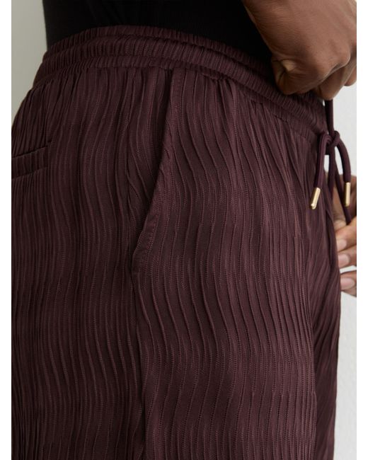 Reiss Brown Textured-Wave Drawstring Shorts for men