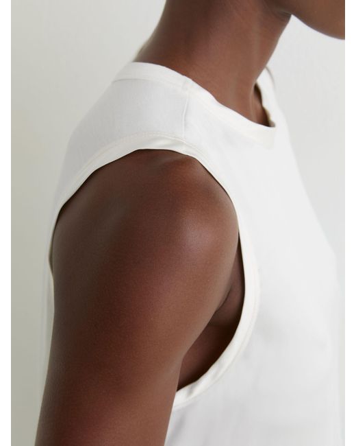 Reiss White Silk-Front Jersey Vest