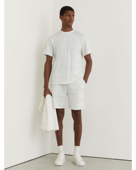 Reiss White Textured-Wave Relaxed-Fit T-Shirt for men