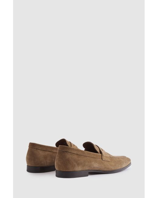 Reiss Brown Suede - Stone Bray Suede Suede Slip On Loafers, Uk 11 Eu 45 for men