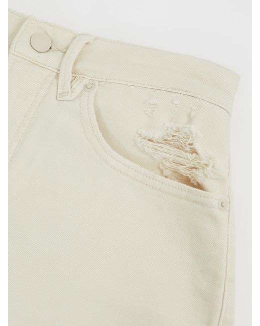 GOOD AMERICAN Natural Ecru Distressed Denim Shorts