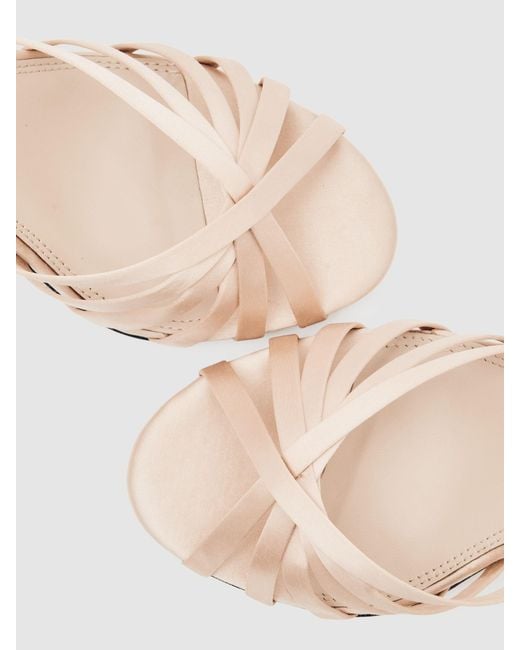 Reiss Natural Satin Cross-Strap Heeled Sandals