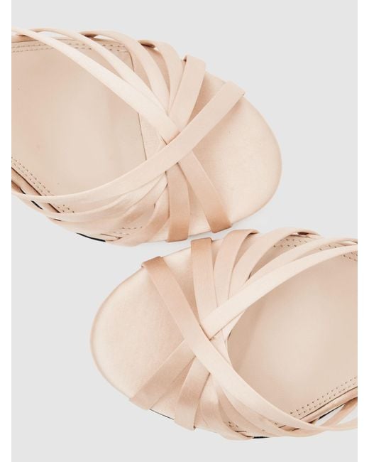 Reiss Natural Satin Cross-Strap Heeled Sandals