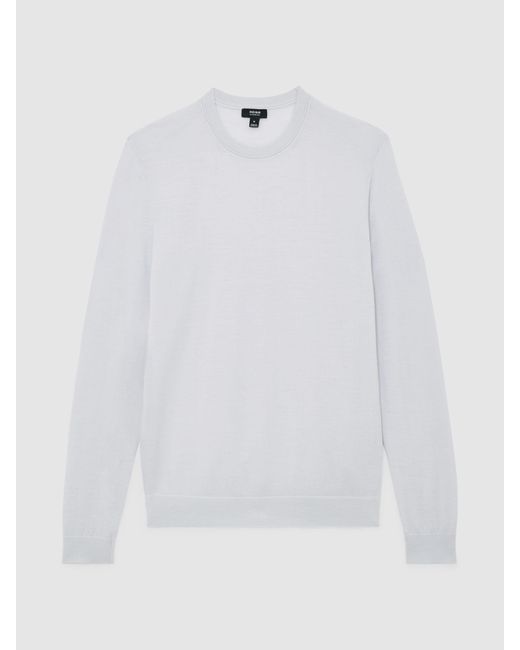 Reiss White Wessex Wool Crew Neck Jumper for men