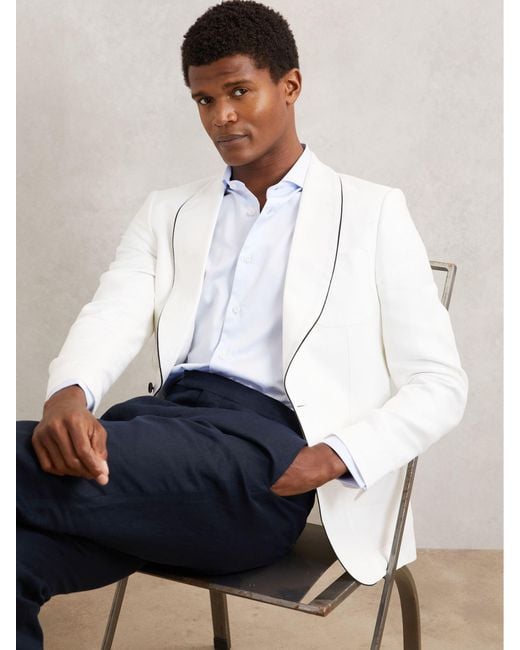 Reiss White Single-Breasted Blazer With Linen for men