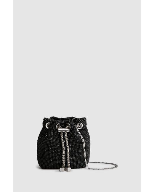 Reiss Demi - Black Crystal Mini Bucket Bag