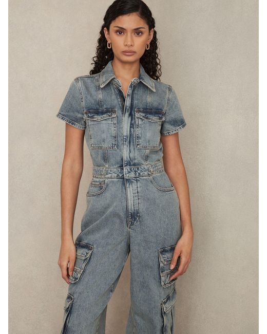 GOOD AMERICAN Blue Denim Cargo