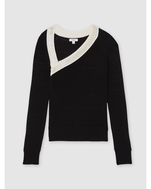 Reiss Black Bead-Detail Asymmetric Knit Jumper