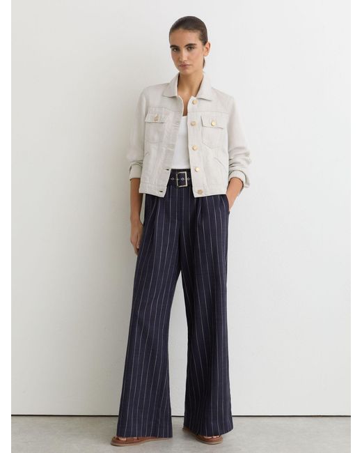 Reiss White Carmen Lyocell-Linen Trucker Jacket