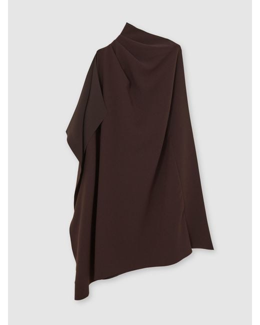 Reiss Brown One-Shoulder Draped Mini Dress