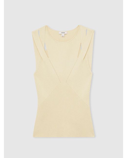 Reiss Natural Cut-Out Rib-Knit Vest
