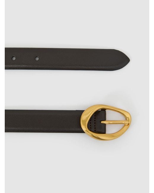 Reiss Blue Leather Sculpted-Buckle Belt
