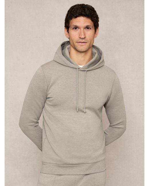 Reiss Natural Fabien Taupe Premium Interlock-Jersey Hoodie for men