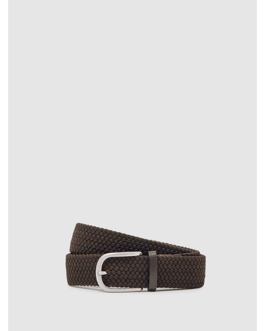 Reiss Brown Basket-Weave Belt for men