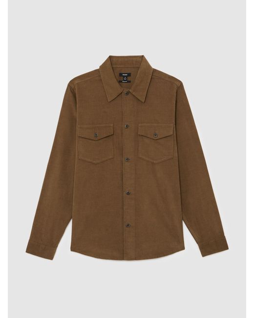 Reiss Brown Corduroy Twin-Pocket Overshirt for men