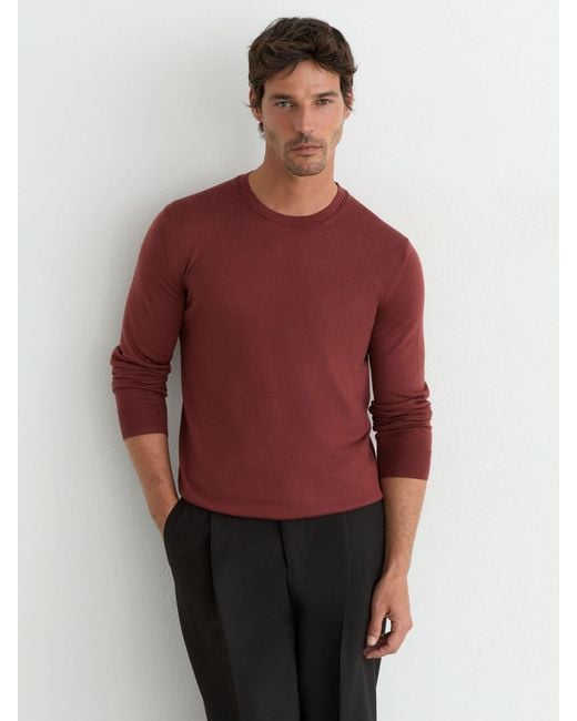 Reiss Red Merino Wool Crew-Neck Jumper for men
