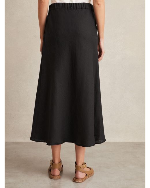 Reiss Natural Roxi - Black Slip Midi Skirt, Us 10