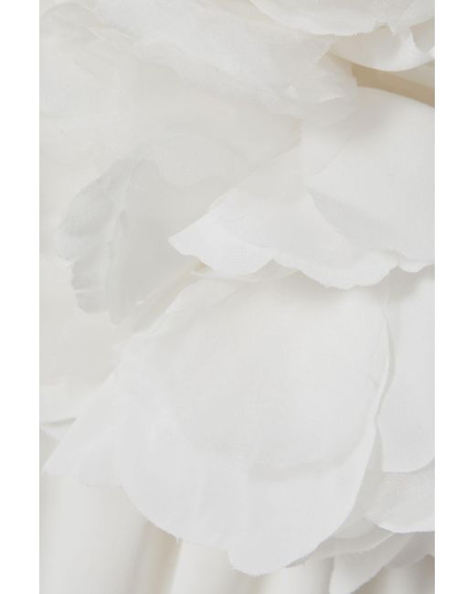 Halston Heritage White One-shoulder Ruffle Mini Dress