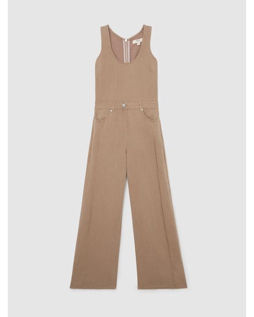Reiss Natural Lyocell-Linen Wide-Leg Jumpsuit