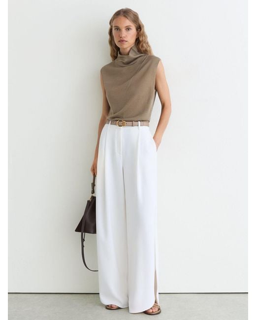 Reiss Multicolor Honey - Khaki Green Wool Funnel-neck Sleeveless Knit Top, Xl (us 16-18)