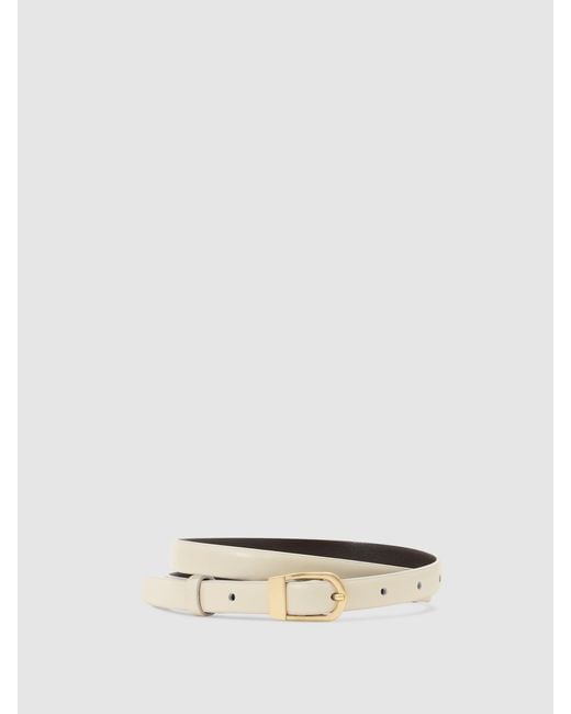 Reiss Natural Leather Mini-Buckle Belt
