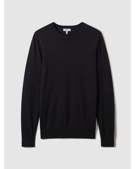 Reiss Blue Wessex - Navy Merino Wool Crew-neck Jumper, Xxl for men