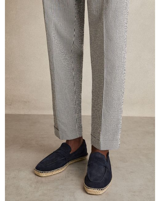 Reiss Blue Suede Penny-Strap Espadrilles for men