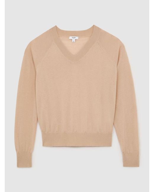 Reiss Natural Merino Wool V-Neck Jumper