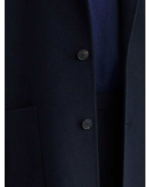 Reiss Blue Wool-Blend Blindseam Relaxed-Fit Coat for men