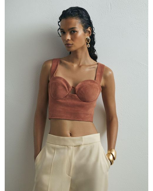 ATELIER Brown Suede Bustier Top
