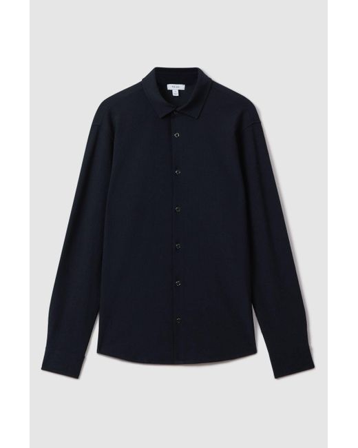 Reiss Blue Corsica - Navy Textured Button-through Shirt for men
