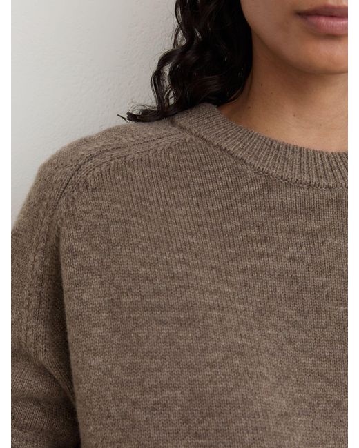 Reiss Brown Wool-Cashmere Crew-Neck Raglan Jumper