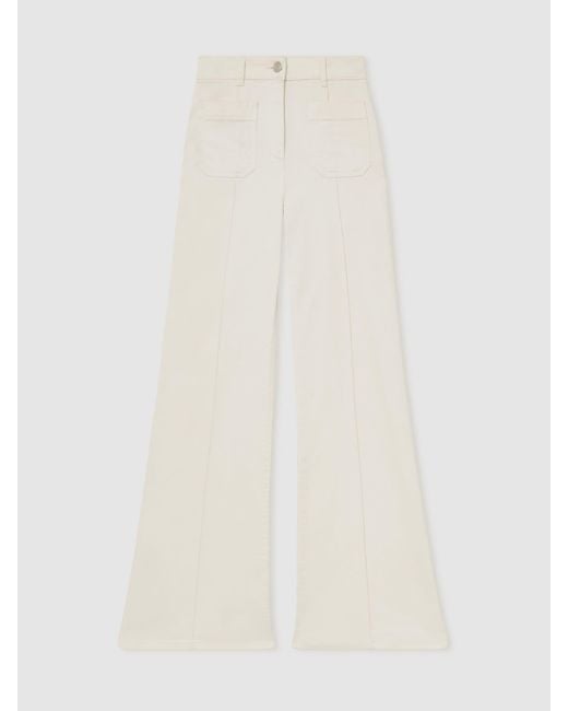 Reiss Natural Petite Patch-Pocket Flared Jeans