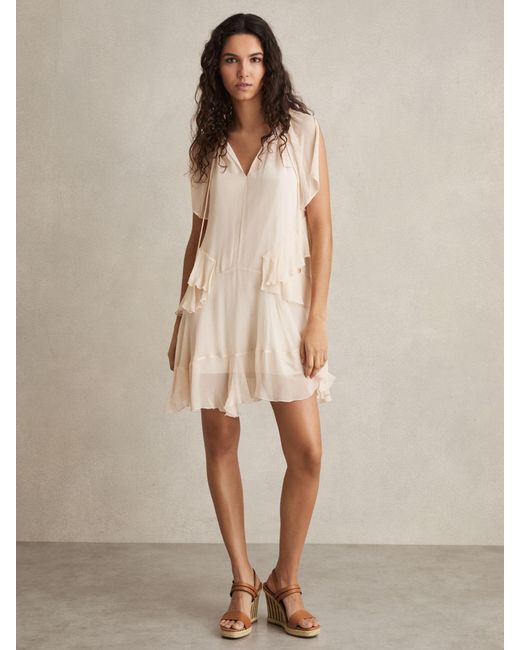 Reiss Natural Raffia Wedge Heeled Sandals