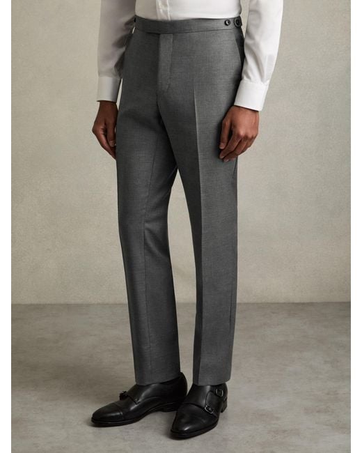 Reiss Gray Slim-Fit Wool Suit Trousers for men