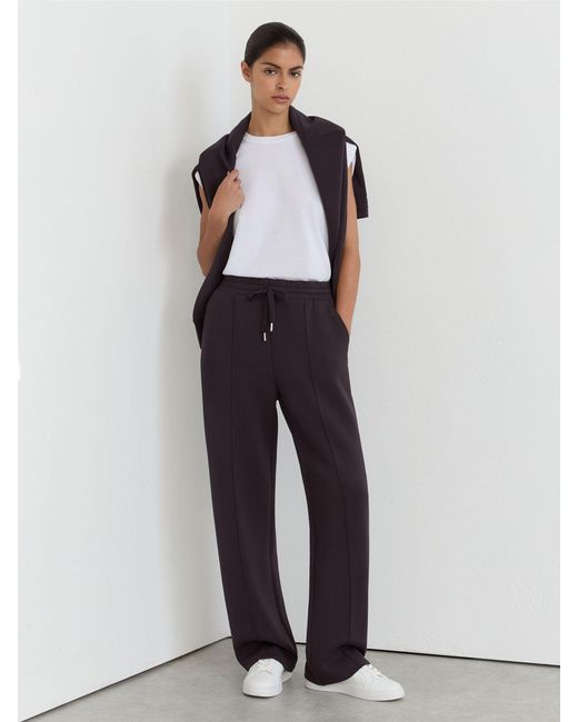 Reiss White Petite Premium Interlock Wide-Leg Joggers