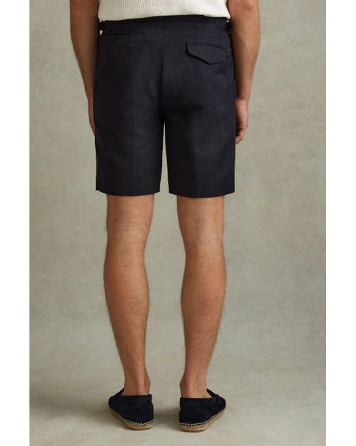 Reiss Blue Con - Navy Cotton Blend Adjuster Shorts for men