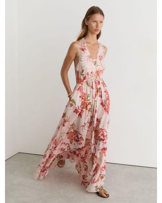 Reiss Multicolor Butterfly-Embroidered Maxi Dress