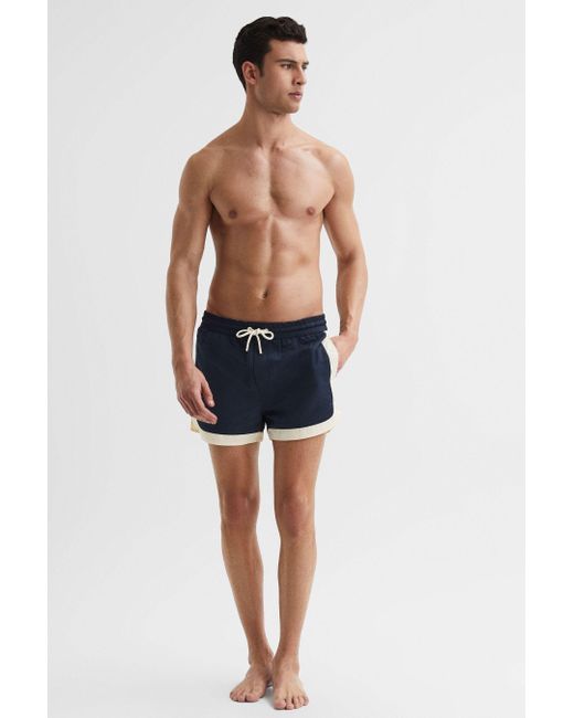Reiss Blue Surf - Navy/white Drawstring Contrast Swim Shorts, Xs for men