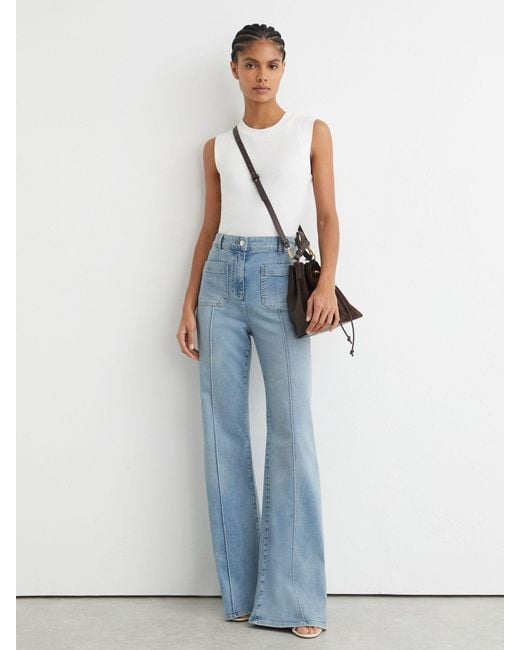 Reiss Brown Fine-Rib Ruched Vest Top