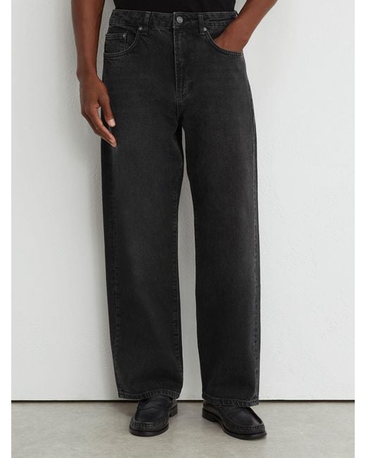 Reiss Black Loose-Fit Rigid-Denim Jeans for men