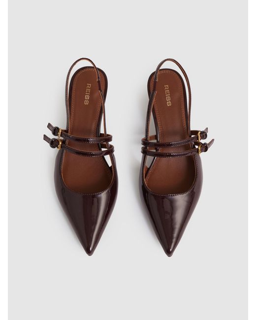 Reiss Multicolor Leather Slingback Buckle Court Shoes