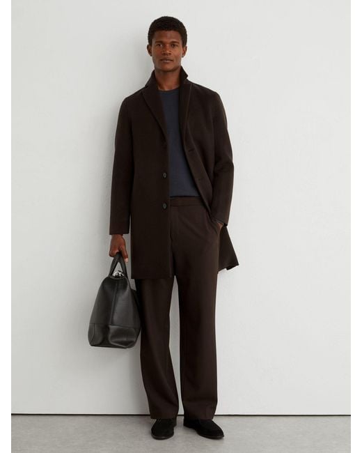 Reiss Black Wool-Blend Single-Breasted Epsom Coat for men
